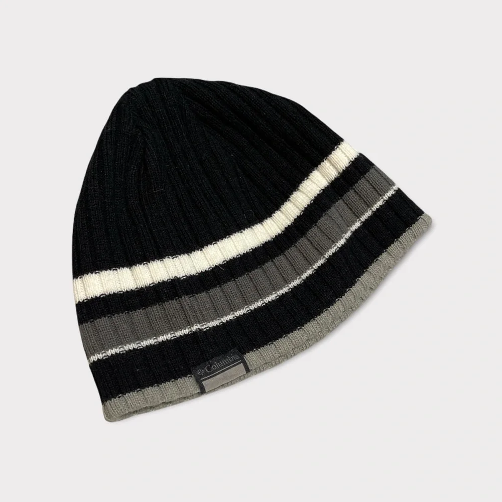 COLUMBIA beanie black grey white cap hat  youth